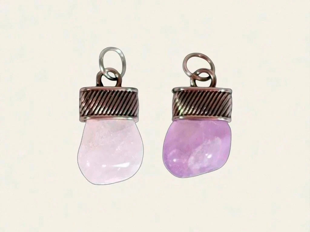 Dije Piedra Rolada Engarzada Amatista/C. Rosa