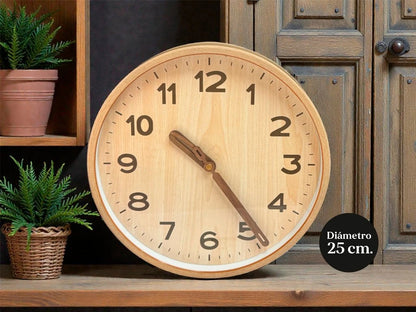 RELOJ SIMIL MADERA 25CM