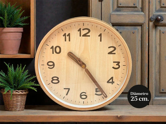 RELOJ SIMIL MADERA 25CM