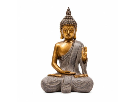IMAGEN BUDA RESINA LINEA DORADA 14CM MOD.2