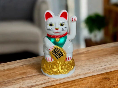 Gato Atrae Clientes 11cm Blanco