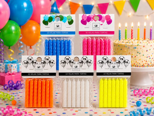 Velas de Cumpleaños: Pack de 10 unidades 8,5x1 cm