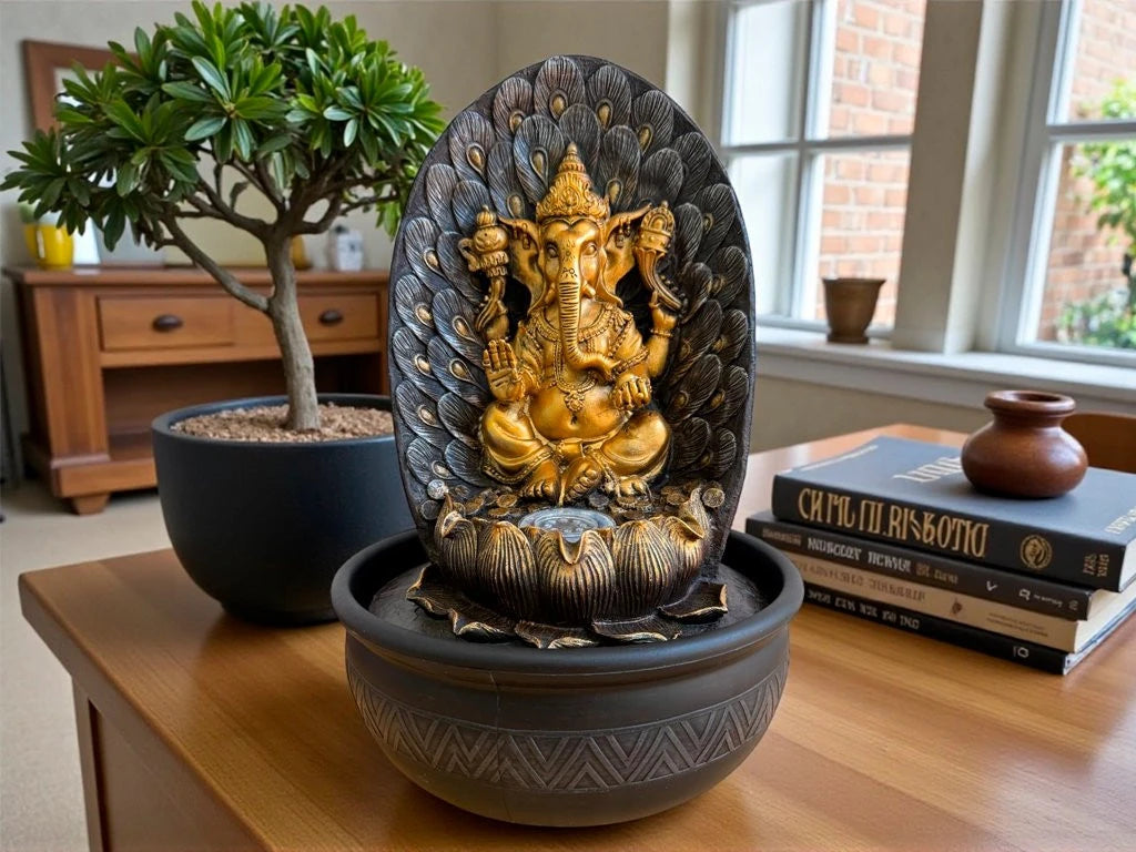 Fuente de Agua Ganesh Real con LED 40cm
