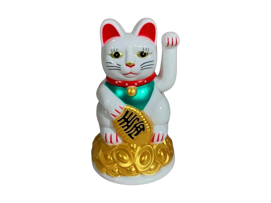 Gato Atrae Clientes 11cm Blanco