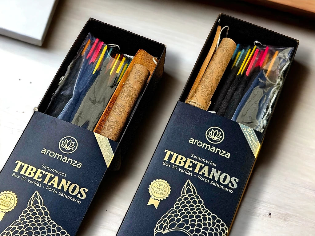 Box Sahumerios Aromanza Tibetanos x 30 con Porta