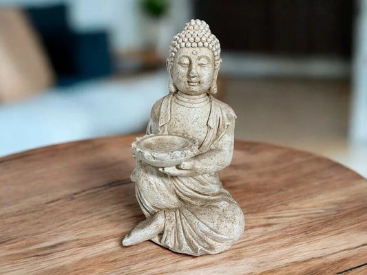 Imagen Buda con Plato Porta Vela Grande 29cm - ¡Extra Duro!