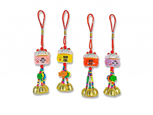 Colgante Gato Fortuna con Campanas 25cm