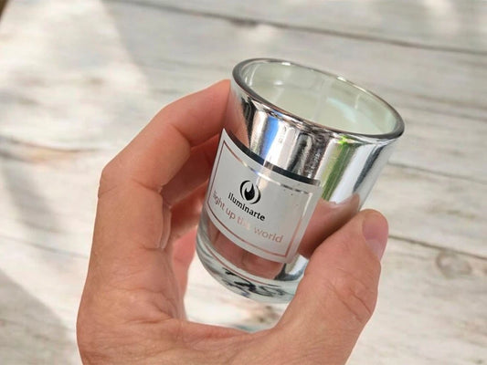 Vela aromática cera vegetal vaso plata chica 6x5cm
