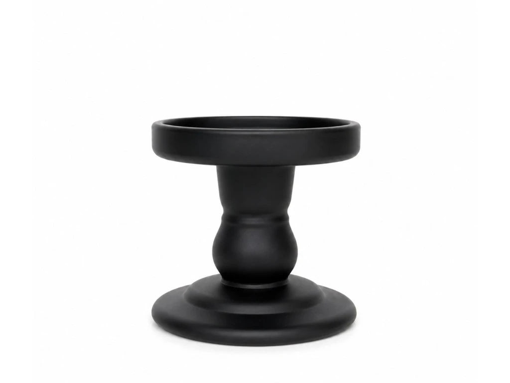 PORTAVELA DE VIDRIO BAJO NEGRO MATE 8,7 X 8CM