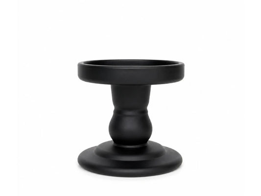 PORTAVELA DE VIDRIO BAJO NEGRO MATE 8,7 X 8CM