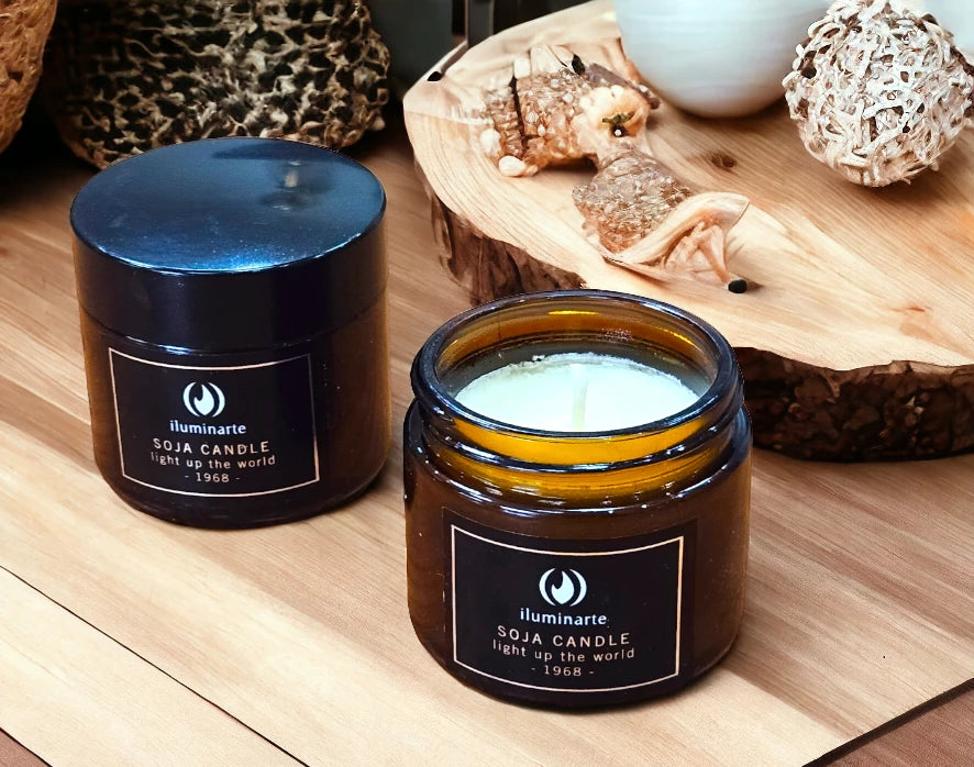 Frasco ámbar chico: Vela de soja aromática