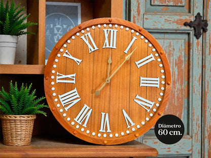 RELOJ DE PARED SIMIL MADERA DECO 60 CM